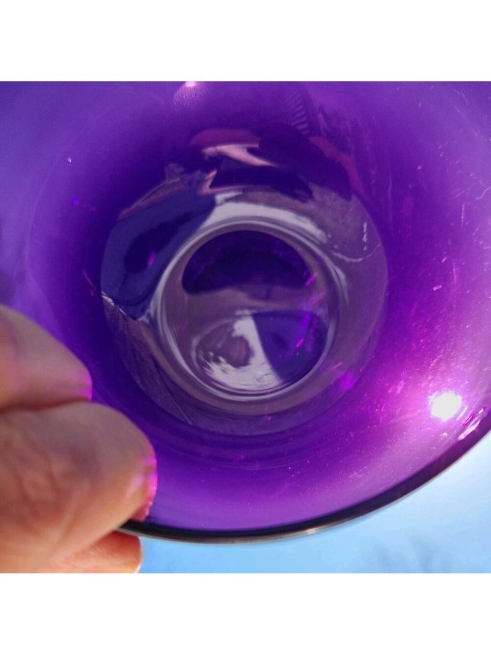Antique Regency Amethyst Art Glass Purple Finger Bowl Rinser Polished Pontil - Picture 11 of 14